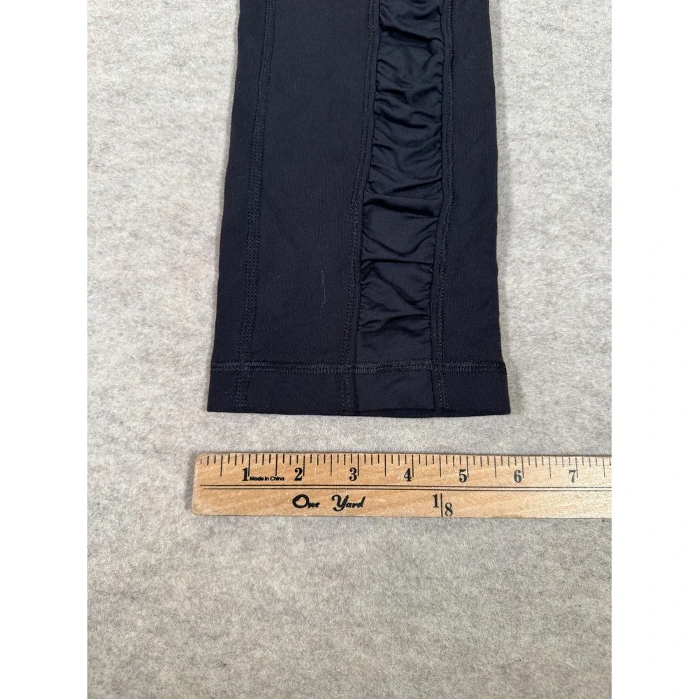 Lululemon‎ Leggings Womens 6 Black Mid Rise Ankle Ruffle Yoga Athletic Gym Pants